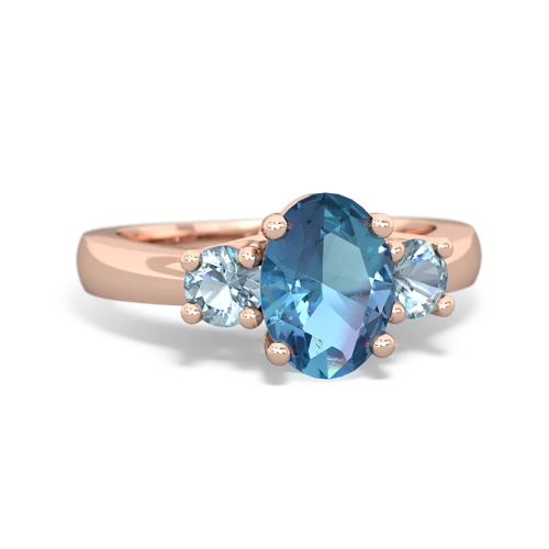 Blue Topaz Genuine Swiss Blue Topaz with Genuine Aquamarine Three Stone Trellis ring Ring