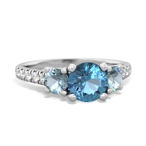Blue Topaz Genuine Swiss Blue Topaz with Genuine Aquamarine and Genuine Citrine Pave Trellis ring Ring