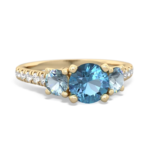 Blue Topaz Genuine Swiss Blue Topaz with Genuine Aquamarine and  Pave Trellis ring Ring