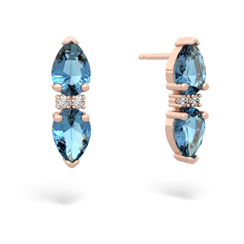 blue topaz-blue topaz bowtie earrings