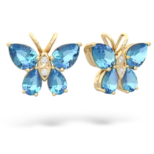 blue topaz-blue topaz butterfly earrings