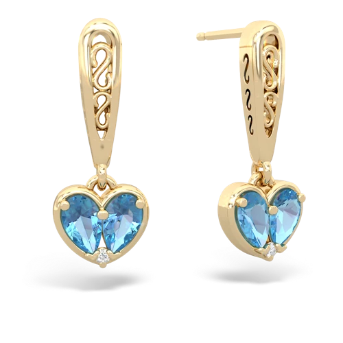 blue topaz-blue topaz filligree earrings
