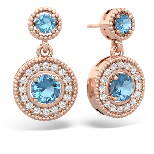 blue topaz-blue topaz halo earrings