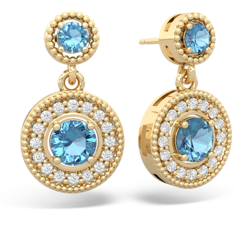 blue topaz-blue topaz halo earrings