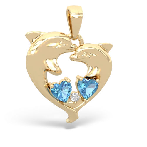 Blue Topaz Genuine Swiss Blue Topaz with Genuine Swiss Blue Topaz Dolphin Heart pendant Pendant
