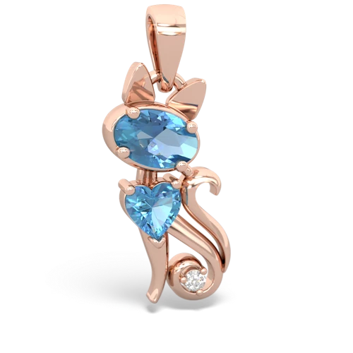 blue topaz-blue topaz kitten pendant