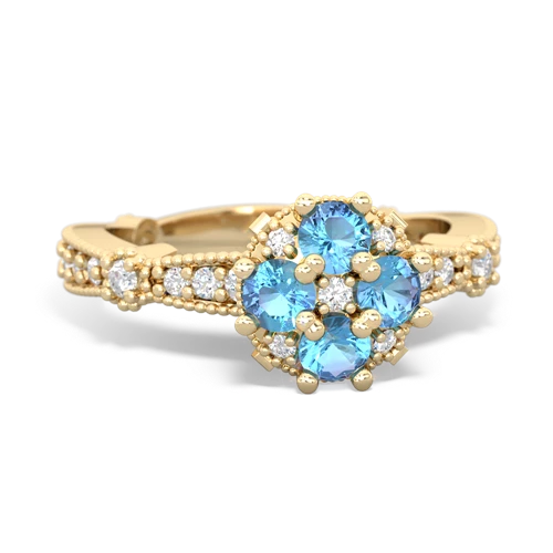 Blue Topaz Genuine Swiss Blue Topaz with Genuine Swiss Blue Topaz Milgrain Antique Style ring Ring