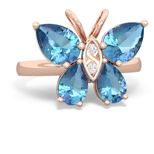 blue topaz-blue topaz butterfly ring