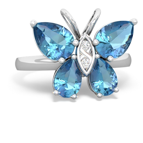 blue topaz-blue topaz butterfly ring