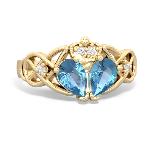 Blue Topaz Genuine Swiss Blue Topaz with Genuine Swiss Blue Topaz Two Stone Claddagh ring Ring