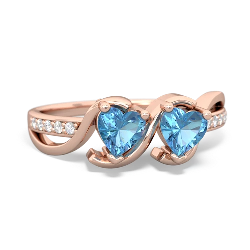 blue topaz-blue topaz double heart ring