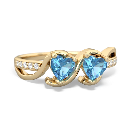 blue topaz-blue topaz double heart ring