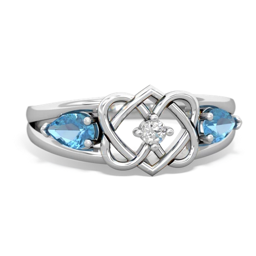 blue topaz-blue topaz double heart ring