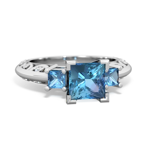 Blue Topaz Genuine Swiss Blue Topaz with Genuine Swiss Blue Topaz and Genuine Opal Art Deco ring Ring