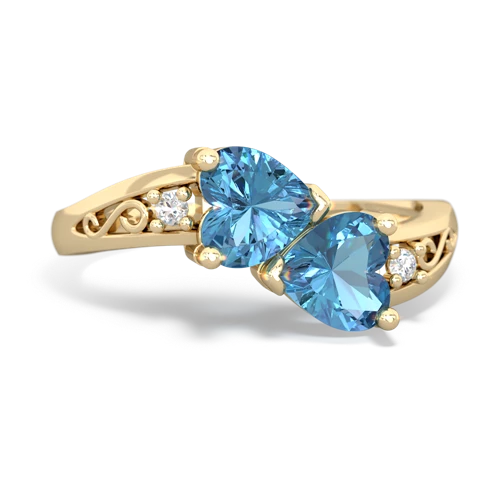 Blue Topaz Genuine Swiss Blue Topaz with Genuine Swiss Blue Topaz Snuggling Hearts ring Ring