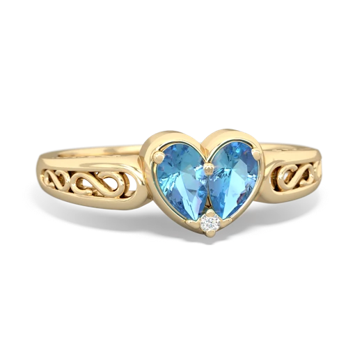 Blue Topaz Genuine Swiss Blue Topaz with Genuine Swiss Blue Topaz filligree Heart ring Ring