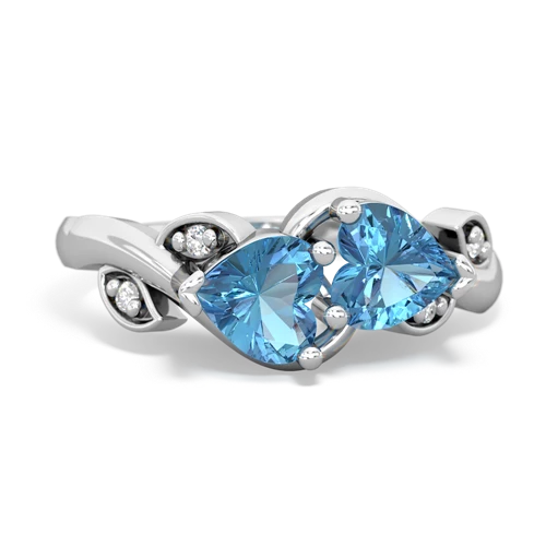 Blue Topaz Genuine Swiss Blue Topaz with Genuine Swiss Blue Topaz Floral Elegance ring Ring