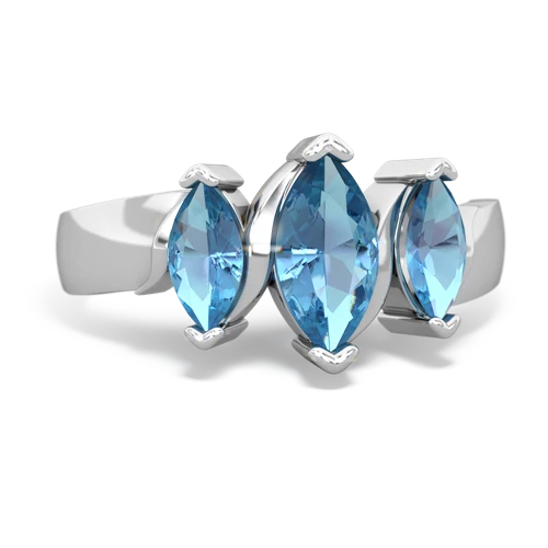 Blue Topaz Genuine Swiss Blue Topaz with Genuine Swiss Blue Topaz and Genuine Opal Three Peeks ring Ring