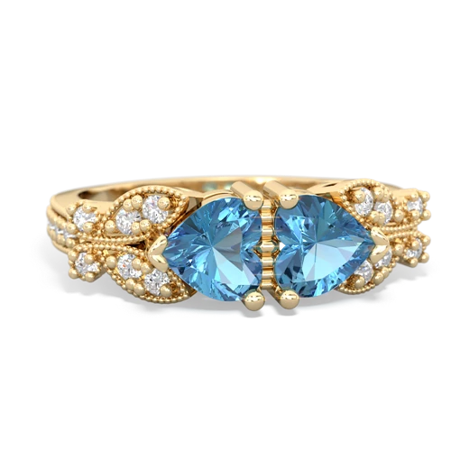 Blue Topaz Genuine Swiss Blue Topaz with Genuine Swiss Blue Topaz Diamond Butterflies ring Ring