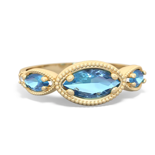 Blue Topaz Genuine Swiss Blue Topaz with Genuine Swiss Blue Topaz and Genuine Opal Antique Style Keepsake ring Ring