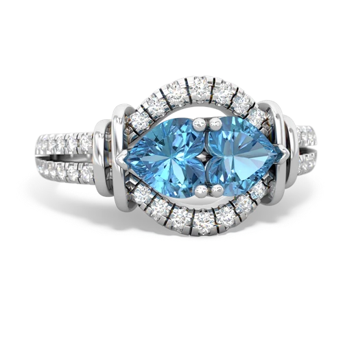 Blue Topaz Genuine Swiss Blue Topaz with Genuine Swiss Blue Topaz Art-Deco Keepsake ring Ring