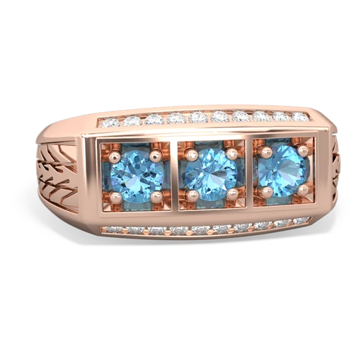 aquamarine-ruby three stone ring