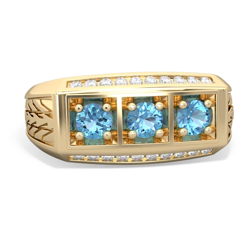 blue topaz-blue topaz three stone ring