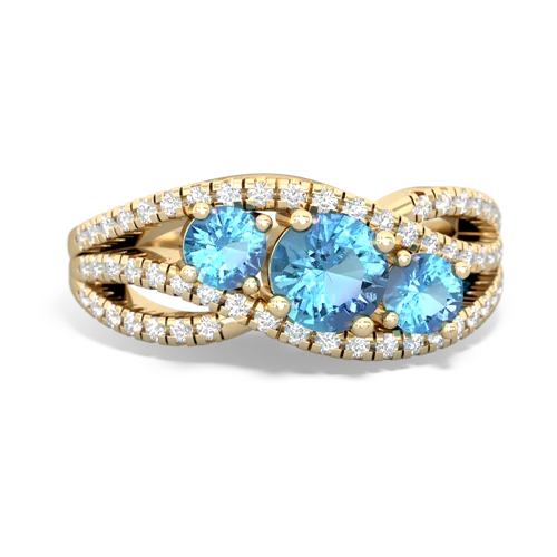 sapphire-tanzanite three stone pave ring