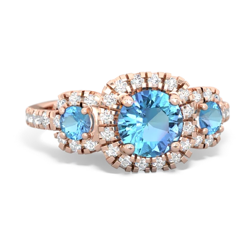Blue Topaz Genuine Swiss Blue Topaz with Genuine Swiss Blue Topaz and Genuine Opal Regal Halo ring Ring