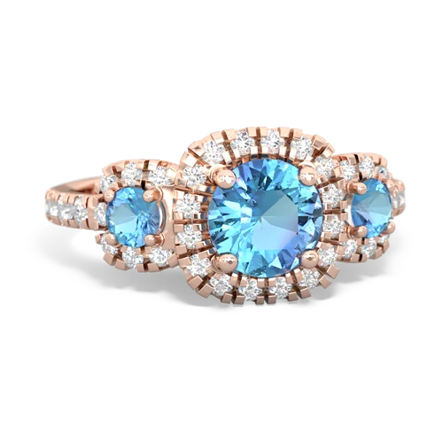 white topaz-blue topaz three stone regal ring