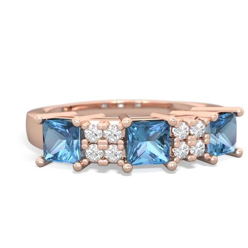 Blue Topaz Genuine Swiss Blue Topaz with Genuine Swiss Blue Topaz and Genuine Opal Three Stone ring Ring