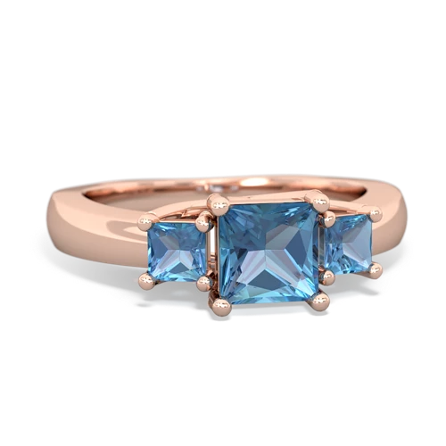 Blue Topaz Genuine Swiss Blue Topaz with Genuine Swiss Blue Topaz and Genuine Amethyst Three Stone Trellis ring Ring