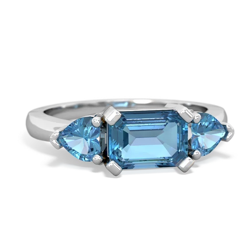 Blue Topaz Genuine Swiss Blue Topaz with Genuine Swiss Blue Topaz and Genuine Amethyst Three Stone ring Ring