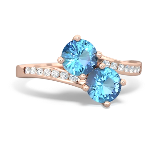 Blue Topaz Genuine Swiss Blue Topaz with Genuine Swiss Blue Topaz Keepsake Two Stone ring Ring