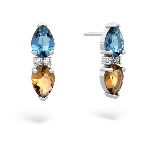 blue topaz-citrine bowtie earrings