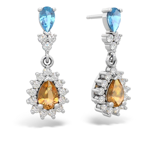 blue topaz-citrine dangle earrings