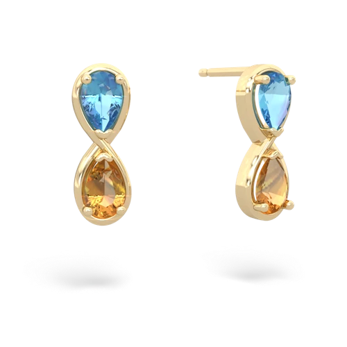 blue topaz-citrine infinity earrings