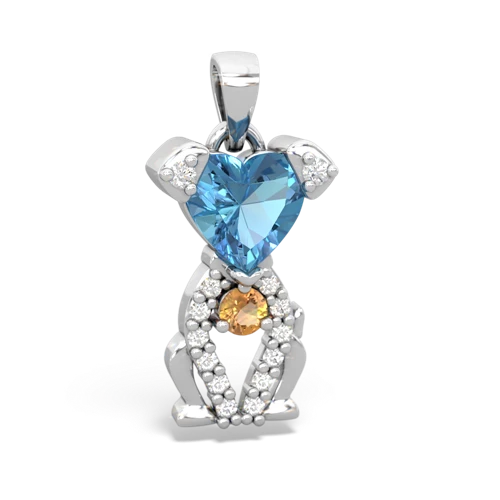 blue topaz-citrine birthstone puppy pendant