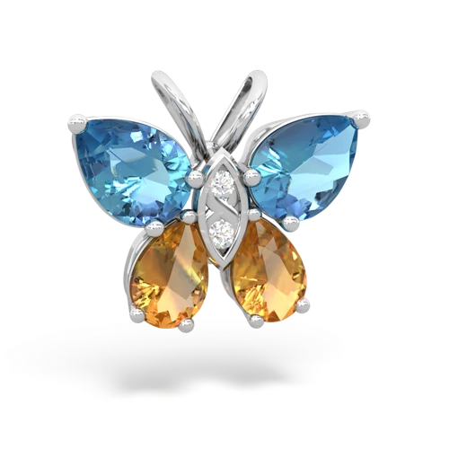 blue topaz-citrine butterfly pendant