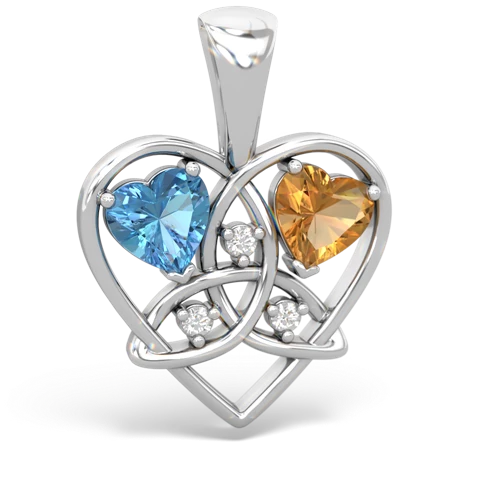 blue topaz-citrine celtic heart pendant