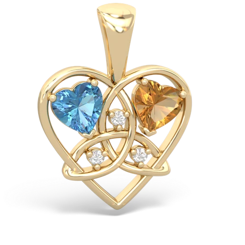 blue topaz-citrine celtic heart pendant