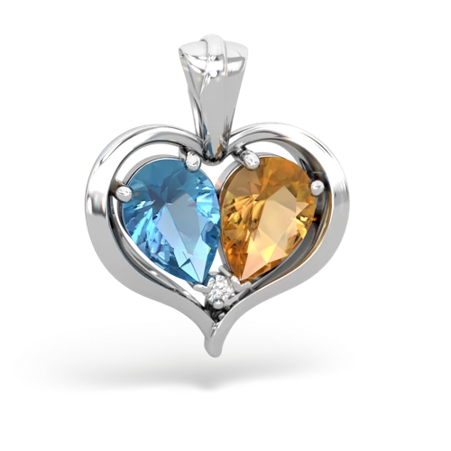 blue topaz-citrine half heart whole pendant