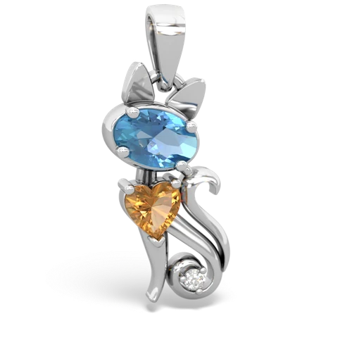 blue topaz-citrine kitten pendant