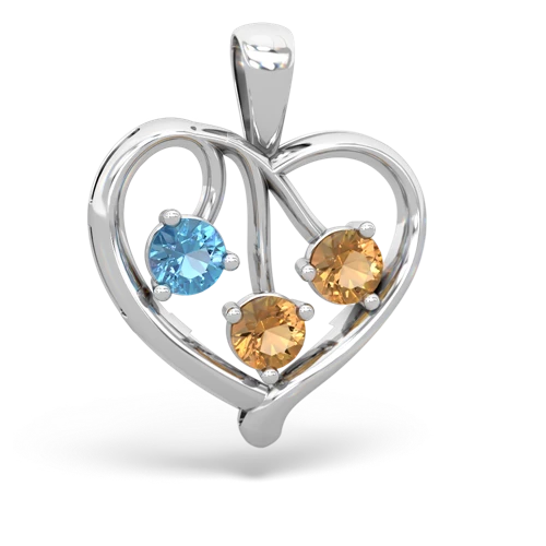 blue topaz-citrine love heart pendant