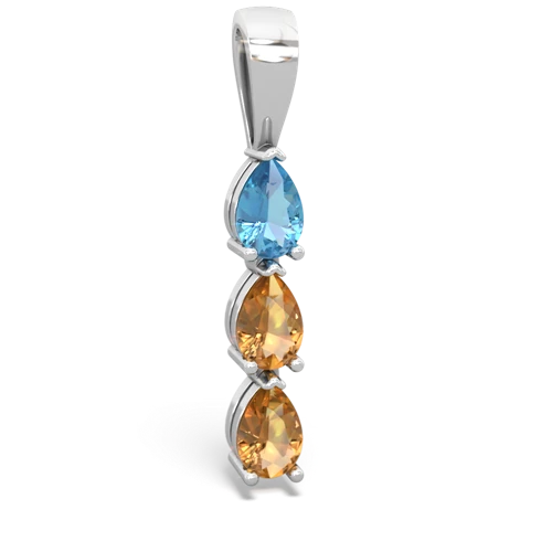 blue topaz-citrine three stone pendant