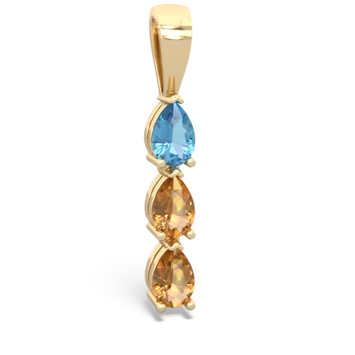 blue topaz-citrine three stone pendant