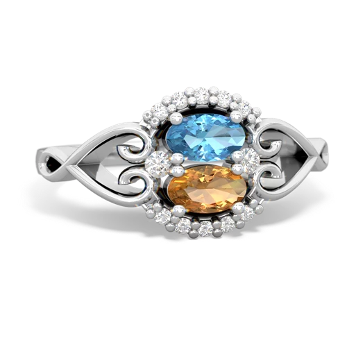 blue topaz-citrine antique keepsake ring