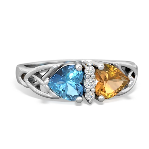 blue topaz-citrine celtic ring