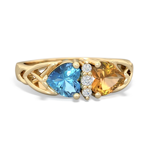 blue topaz-citrine celtic ring