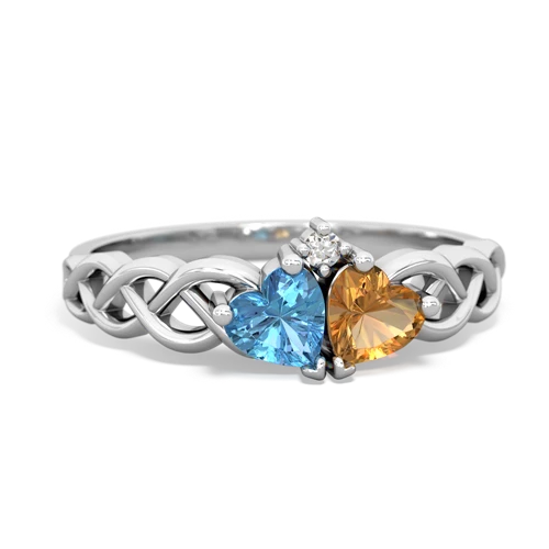 blue topaz-citrine celtic braid ring